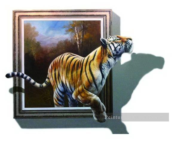 tigre sur la forêt 3D Peintures à l'huile